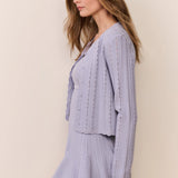 Peridot Stretch Pointelle Cardigan (Moonwash)