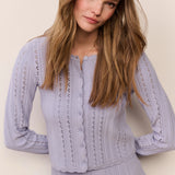 Peridot Stretch Pointelle Cardigan (Moonwash)