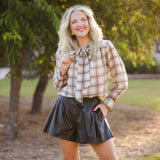 Atherton Faux Leather Pleated Shorts