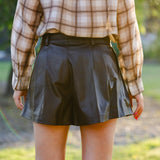 Atherton Faux Leather Pleated Shorts