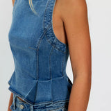 Sunfaded Denim Top