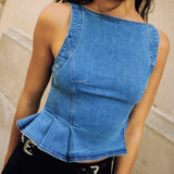 Sunfaded Denim Top