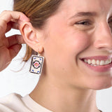 Lily Beaded Mahjong Earrings Circle
