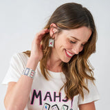 Lily Beaded Mahjong Earrings Flower